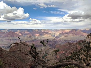 Scenic view of landscape and mountains against sky