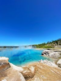 Scenic view of boiling spring in yellowstone national park