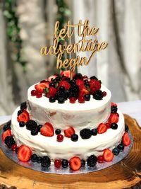 Close-up of strawberries on table