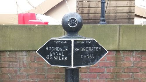 Information sign on brick wall