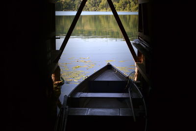 High angle view of pier on lake