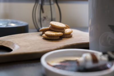 Close-up of cookies on table