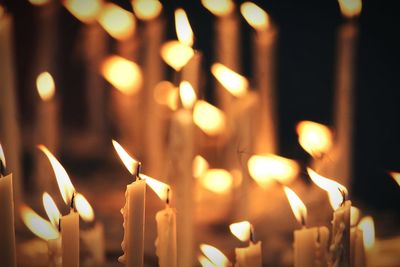 Close-up of lit candles