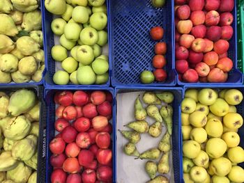 High angle view of fruits for sale in market