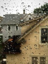 Close-up of water drops on glass