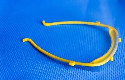 High angle view of blue ball on table