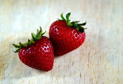 Close-up of strawberries on table