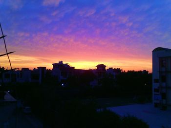 Buildings at sunset