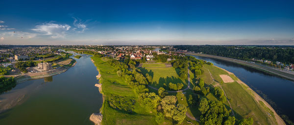 High angle view of river against sky