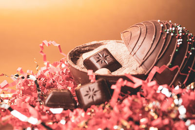 Close-up of christmas decoration on table