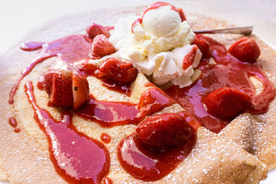 Close-up of dessert served in plate