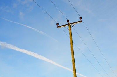 Low angle view of power line against sky