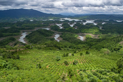 Aerial view of landscape against sky