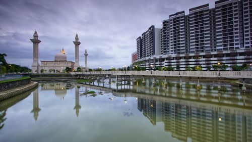 Reflection of buildings in water