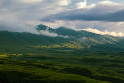 Alpine meadows in the caucasus mountains. beautiful nature in the chechen republic.