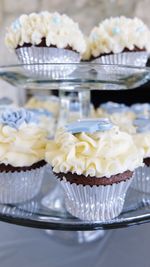 Close-up of cupcakes on table