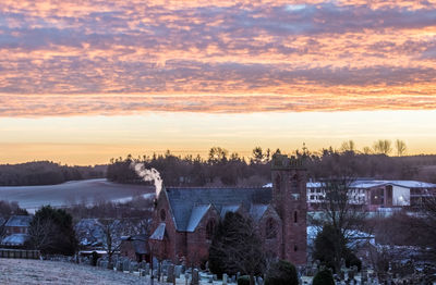 Scenic view of landscape against sky during winter