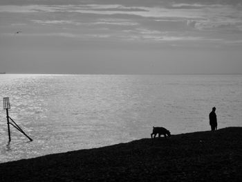 People on beach against sky