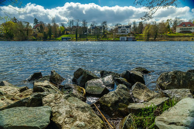 Scenic view of river against sky