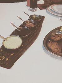 Close-up high angle view of table