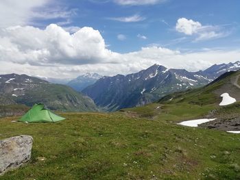 Scenic view of mountains against sky