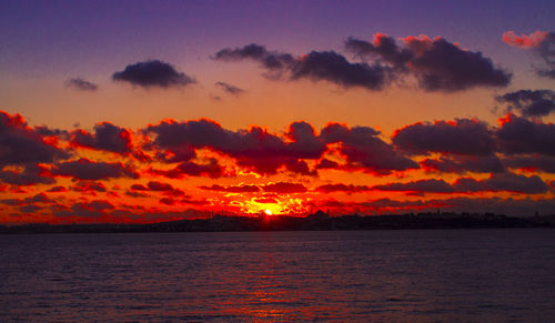 Scenic view of sea at sunset