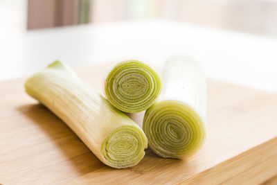 High angle view of vegetable on cutting board