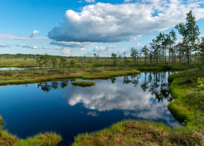 Scenic view of lake against sky