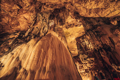 Low angle view of rock formation in cave
