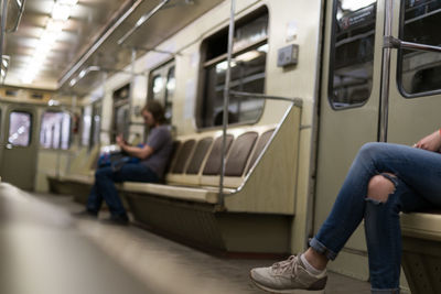 People traveling in train