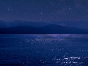Scenic view of sea against sky at night