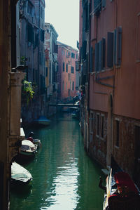 Boats moored at canal