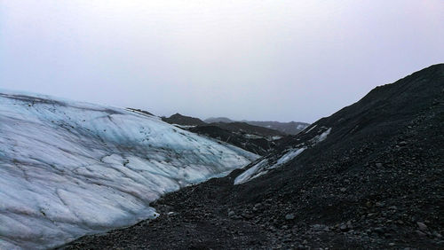 Scenic view of mountains against sky during winter