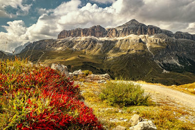 Scenic view of rocky mountains against sky