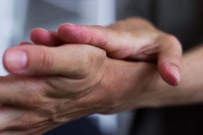 Close-up of man hand