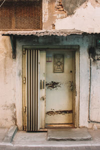 Closed door of old building