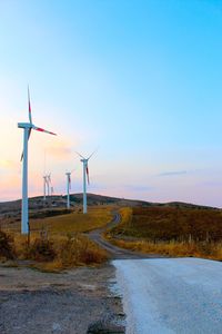 Wind turbines on countryside landscape