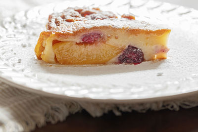 Close-up of cake slice in plate