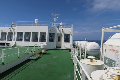 Boats moored in sea against sky