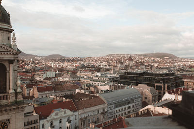 High angle view of buildings in city