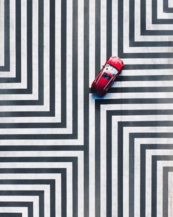 High angle view of zebra crossing on road