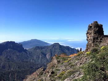 Scenic view of mountains against clear sky