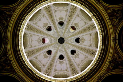 Low angle view of ornate ceiling