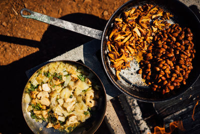 High angle view of food on table