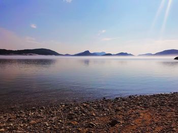 Scenic view of lake against sky