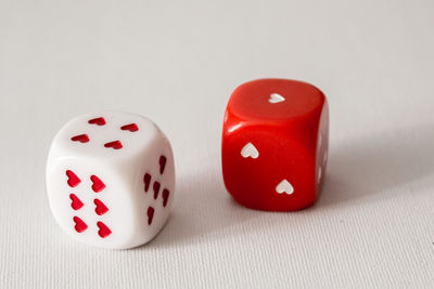 Close-up of dice on table