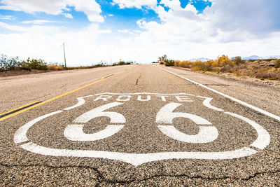 Route 66 sign on road