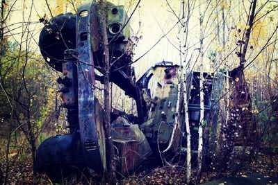 Old truck on field