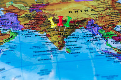 High angle view of text on the wall