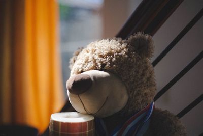 Close-up of stuffed toy at home